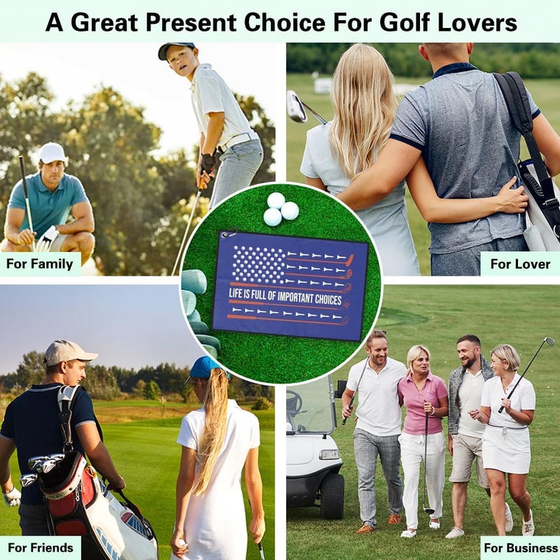 Msticey Life is Full of Important Choices Printed Microfiber Golf Towel with Clip, Great Golf Gifts for Dad Mom, Father's Day Golfer Birthday Retirement Gifts, Golf Accessories Veterans Day Gifts - Image 5